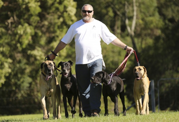 Lee with (from left) Trampus, Stella, Maise and Bronte