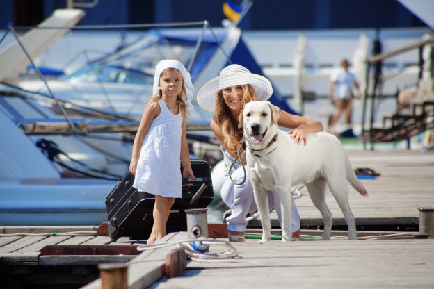 Family walking on vacations in summer