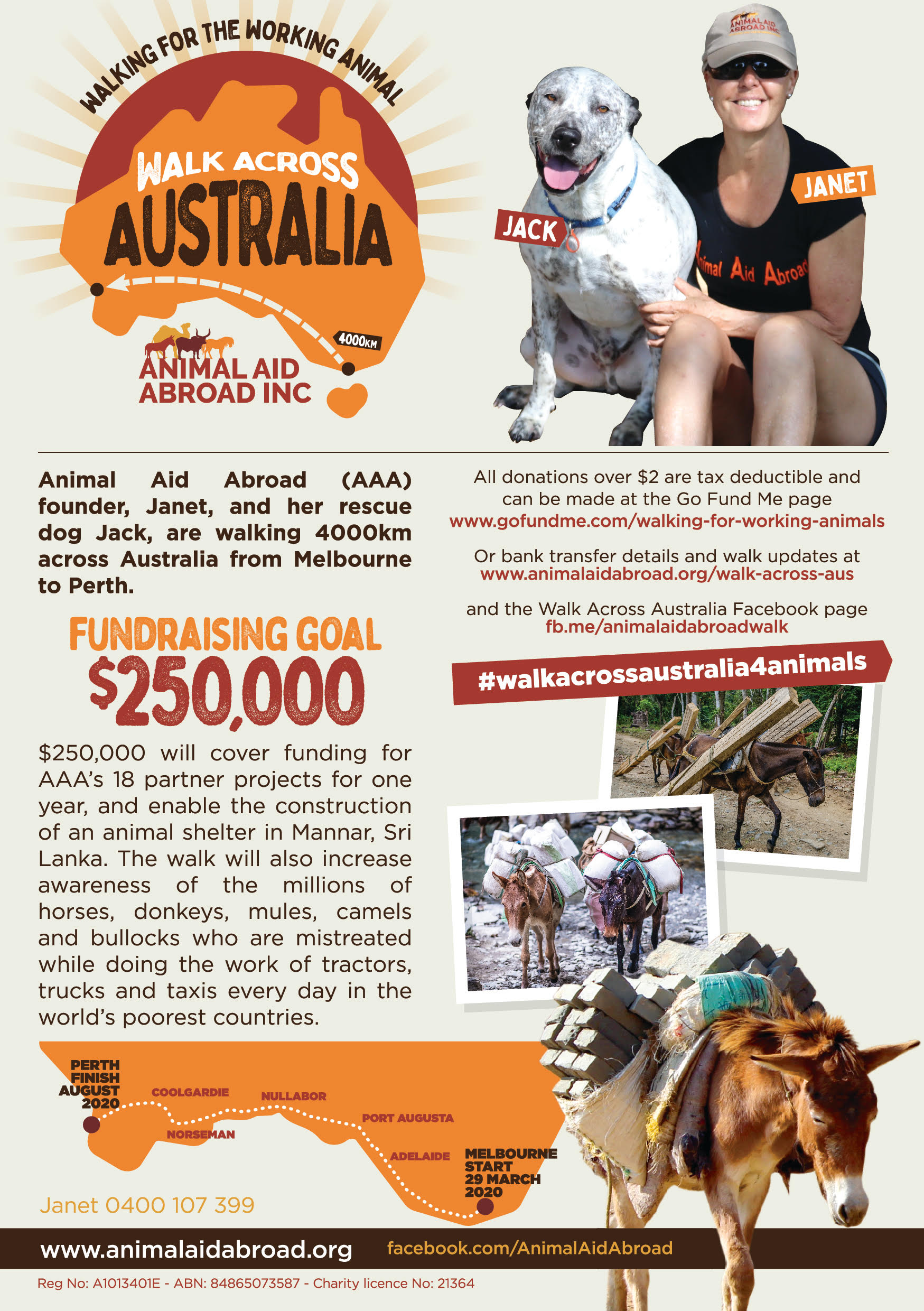 Founder of Working Animal Charity to Walk Across Australia to Raise Funds and Awareness